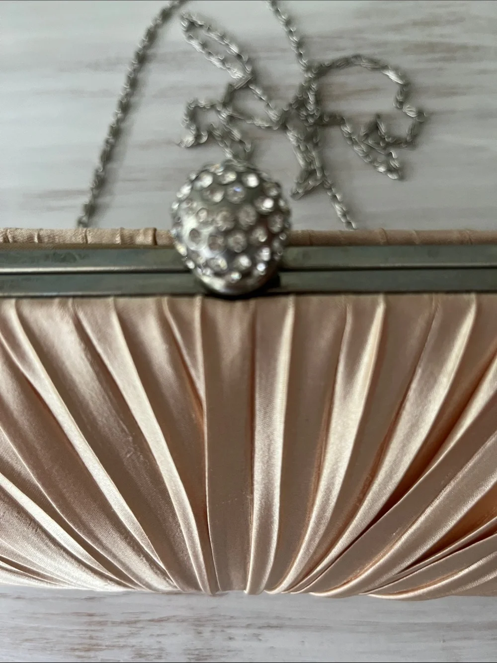 Elegant Satin Pleated Clutch with Chain Shoulder Strap